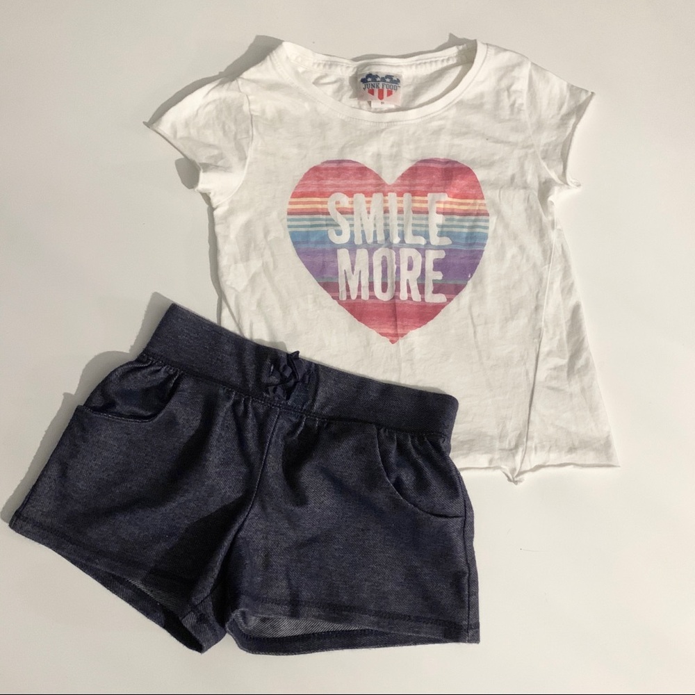 Sz 3 Junk food tee and Old navy shorts outfit
